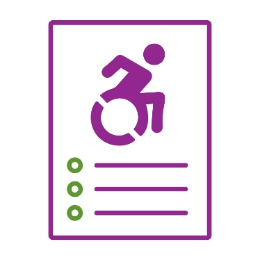 A document showing a disability icon and a list.