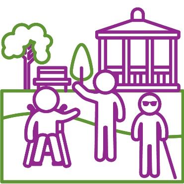 3 people with disability in a public park.