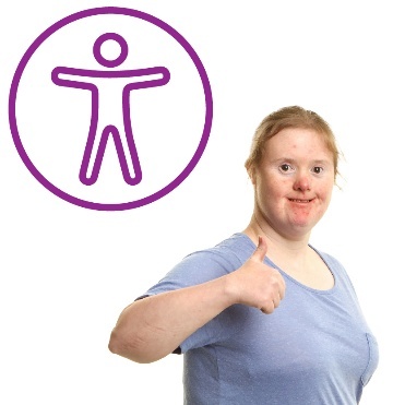 A person giving a thumbs up next to an accessibility icon.